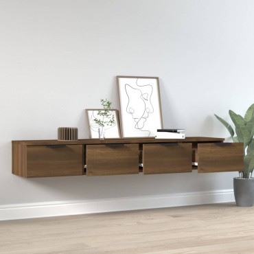 vidaXL Ντουλάπια Τοίχου 2 τεμ. Καφέ δρυς 68x30x20cm Επεξ. Ξύλο