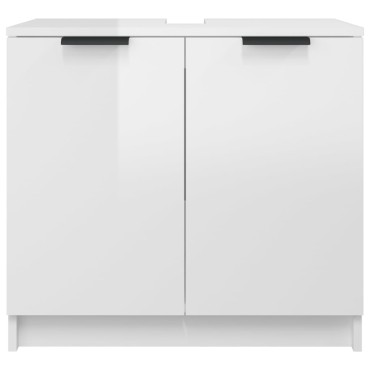 vidaXL Ντουλάπι Μπάνιου Γυαλιστερό Λευκό 64,5x33,5x59cm Επεξεργ. Ξύλο 1 τεμ.