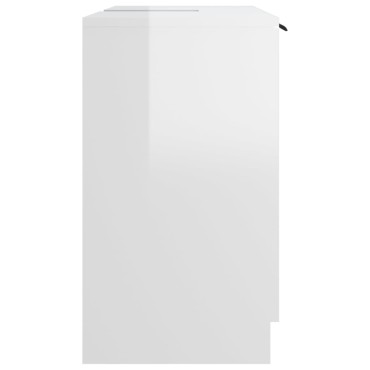 vidaXL Ντουλάπι Μπάνιου Γυαλιστερό Λευκό 64,5x33,5x59cm Επεξεργ. Ξύλο 1 τεμ.