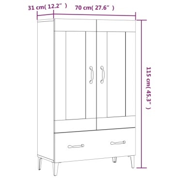 vidaXL Ντουλάπι άσπρο 70x31x115cm από Επεξεργασμένο Ξύλο 1 τεμ.