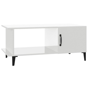 vidaXL Τραπεζάκι Σαλονιού Γυαλ. Λευκό 90x50x40cm Επεξεργ. Ξύλο 1 τεμ.