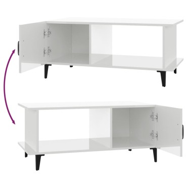 vidaXL Τραπεζάκι Σαλονιού Γυαλ. Λευκό 90x50x40cm Επεξεργ. Ξύλο 1 τεμ.