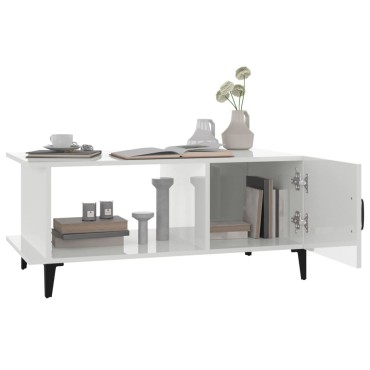 vidaXL Τραπεζάκι Σαλονιού Γυαλ. Λευκό 90x50x40cm Επεξεργ. Ξύλο 1 τεμ.