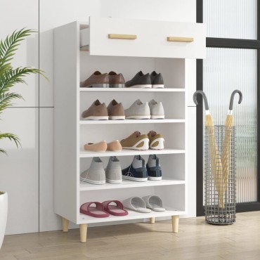 vidaXL Παπουτσοθήκη Λευκή 60x35x105cm από Επεξεργασμένο Ξύλο