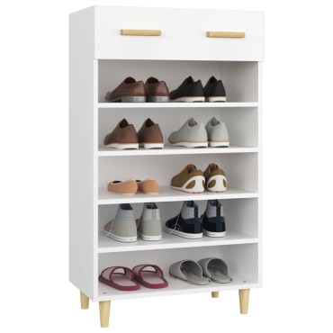 vidaXL Παπουτσοθήκη Λευκή 60x35x105cm από Επεξεργασμένο Ξύλο