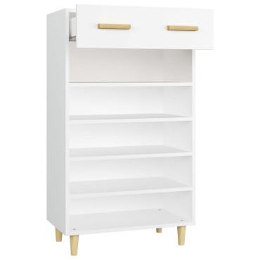 vidaXL Παπουτσοθήκη Λευκή 60x35x105cm από Επεξεργασμένο Ξύλο
