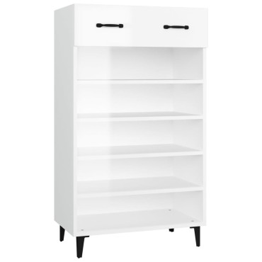 vidaXL Παπουτσοθήκη Γυαλιστερό Λευκό 60x35x105cm Επεξεργασμένο Ξύλο