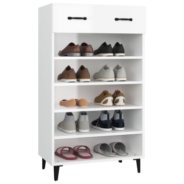 vidaXL Παπουτσοθήκη Γυαλιστερό Λευκό 60x35x105cm Επεξεργασμένο Ξύλο