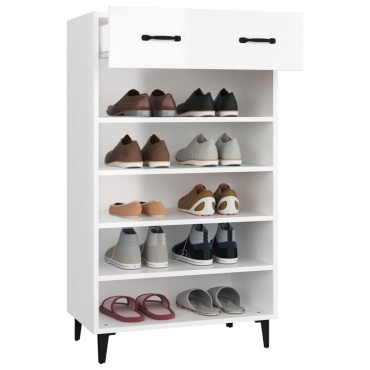 vidaXL Παπουτσοθήκη Γυαλιστερό Λευκό 60x35x105cm Επεξεργασμένο Ξύλο