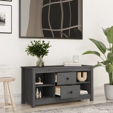 vidaXL Έπιπλο Τηλεόρασης Γκρι 103x36,5x52cm από Μασίφ Ξύλο Πεύκου