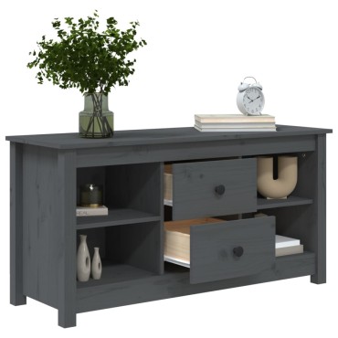 vidaXL Έπιπλο Τηλεόρασης Γκρι 103x36,5x52cm από Μασίφ Ξύλο Πεύκου