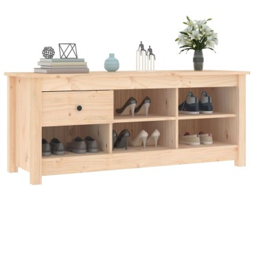vidaXL Παπουτσοθήκη 110x38x45,5cm από Μασίφ Ξύλο Πεύκου