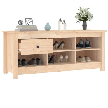 vidaXL Παπουτσοθήκη 110x38x45,5cm από Μασίφ Ξύλο Πεύκου