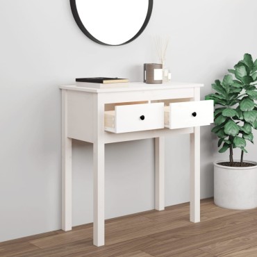 vidaXL Τραπέζι Κονσόλα Λευκό 75x35x75cm από Μασίφ Ξύλο Πεύκου 1 τεμ.