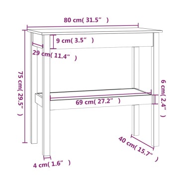 vidaXL Τραπέζι Κονσόλα 80x40x75cm από Μασίφ Ξύλο Πεύκου 1 τεμ.