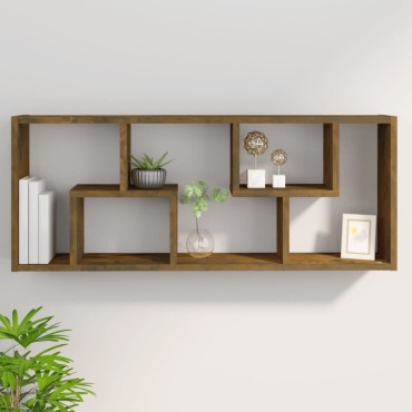 vidaXL Ραφιέρα Τοίχου Καπνιστή Δρυς 36x16x90cm Επεξεργασμένο Ξύλο 1 τεμ.