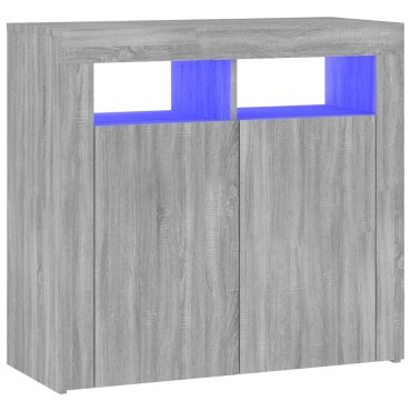 vidaXL Μπουφές με LED Γκρι Sonoma 80x35x75cm 1 τεμ.