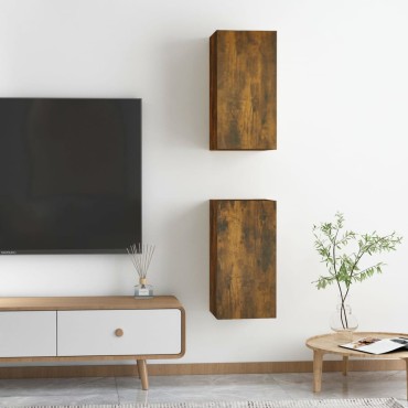 vidaXL Έπιπλα Τηλεόρασης2 τεμ. Καπν. Δρυς 30,5x30x60cm Επ. Ξύλο
