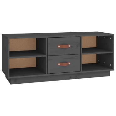 vidaXL Έπιπλο Τηλεόρασης Γκρι 100x34x40cm από Μασίφ Ξύλο Πεύκου
