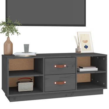 vidaXL Έπιπλο Τηλεόρασης Γκρι 100x34x40cm από Μασίφ Ξύλο Πεύκου