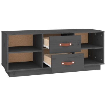 vidaXL Έπιπλο Τηλεόρασης Γκρι 100x34x40cm από Μασίφ Ξύλο Πεύκου