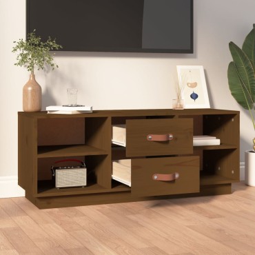 vidaXL Έπιπλο Τηλεόρασης Καφέ Μελί 100x34x40cm από Μασίφ Ξύλο Πεύκου