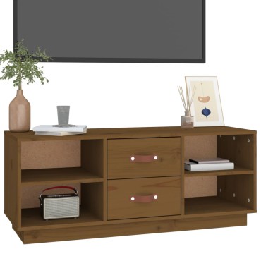 vidaXL Έπιπλο Τηλεόρασης Καφέ Μελί 100x34x40cm από Μασίφ Ξύλο Πεύκου
