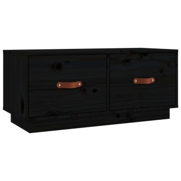 vidaXL Έπιπλο Τηλεόρασης Μαύρο 80x34x35cm από Μασίφ Ξύλο Πεύκου
