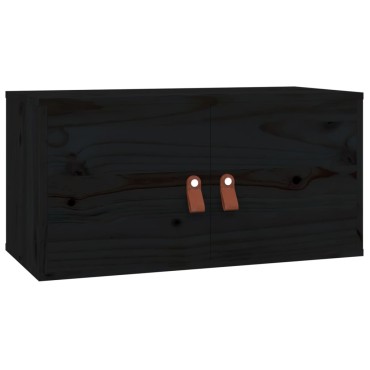 vidaXL Ντουλάπια Τοίχου 2 τεμ. Μαύρα 60x30x30cm από Μασίφ Ξύλο Πεύκου