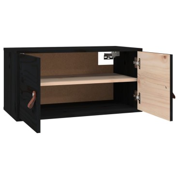 vidaXL Ντουλάπια Τοίχου 2 τεμ. Μαύρα 60x30x30cm από Μασίφ Ξύλο Πεύκου
