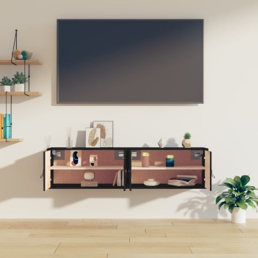 vidaXL Ντουλάπια Τοίχου 2 τεμ. Μαύρα 60x30x30cm από Μασίφ Ξύλο Πεύκου