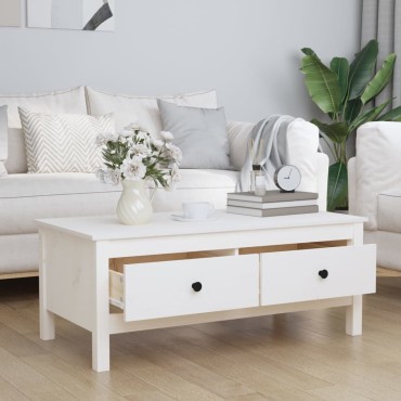 vidaXL Τραπεζάκι Σαλονιού Λευκό 100x50x40cm από Μασίφ Ξύλο Πεύκου 1 τεμ.