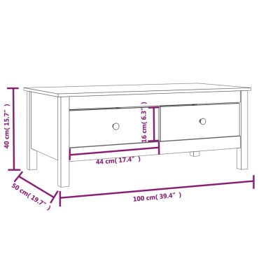 vidaXL Τραπεζάκι Σαλονιού Λευκό 100x50x40cm από Μασίφ Ξύλο Πεύκου 1 τεμ.