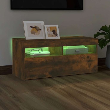 vidaXL Έπιπλο Τηλεόρασης με LED Καπνιστή Δρυς 90x35x40cm