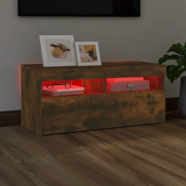 vidaXL Έπιπλο Τηλεόρασης με LED Καπνιστή Δρυς 90x35x40cm