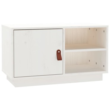vidaXL Έπιπλο Τηλεόρασης Λευκό 70x34x40cm από Μασίφ Ξύλο Πεύκου