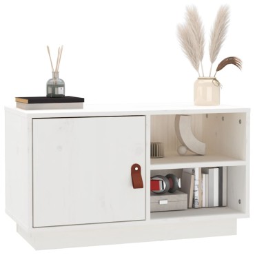 vidaXL Έπιπλο Τηλεόρασης Λευκό 70x34x40cm από Μασίφ Ξύλο Πεύκου
