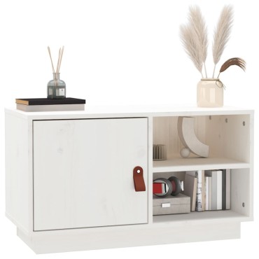 vidaXL Έπιπλο Τηλεόρασης Λευκό 70x34x40cm από Μασίφ Ξύλο Πεύκου