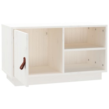 vidaXL Έπιπλο Τηλεόρασης Λευκό 70x34x40cm από Μασίφ Ξύλο Πεύκου