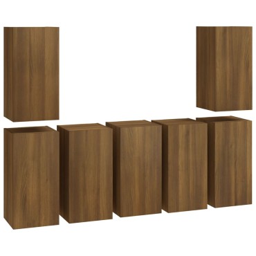 vidaXL Έπιπλα Τηλεόρασης 7 τεμ. Καφέ Δρυς 30,5x30x60cm Επεξ. Ξύλο