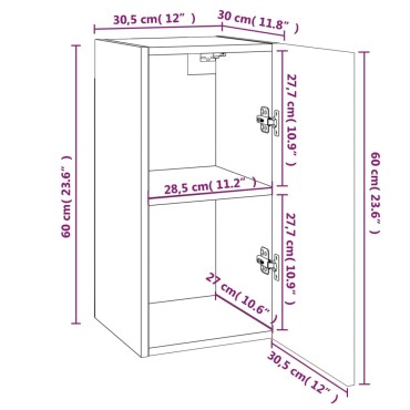 vidaXL Έπιπλα Τηλεόρασης 7 τεμ. Καφέ Δρυς 30,5x30x60cm Επεξ. Ξύλο