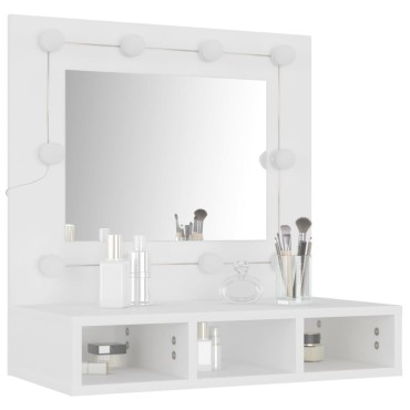 vidaXL Έπιπλο Καθρέπτη με LED Λευκό 60x31,5x62cm 1 τεμ.