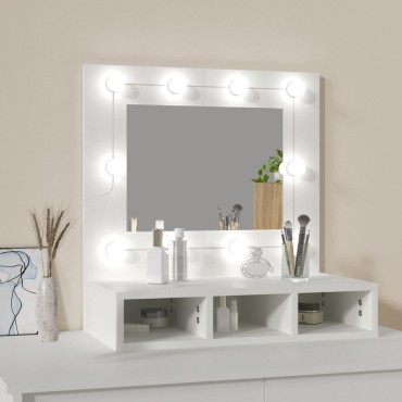 vidaXL Έπιπλο Καθρέπτη με LED Λευκό 60x31,5x62cm 1 τεμ.