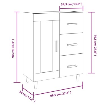 vidaXL Ντουλάπι Καπνιστή Δρυς 69,5x34x90cm Επεξεργασμένο Ξύλο 1 τεμ.