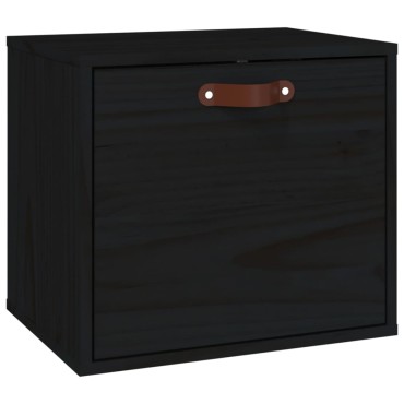 vidaXL Ντουλάπι Τοίχου Μαύρο 40x30x35cm από Μασίφ Ξύλο Πεύκου 1 τεμ.