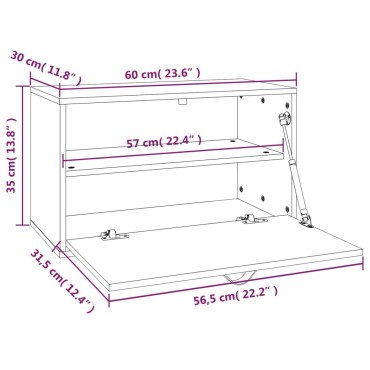vidaXL Ντουλάπι Τοίχου Καφέ Μελί 60x30x35cm από Μασίφ Ξύλο Πεύκου 1 τεμ.