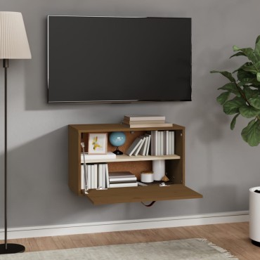 vidaXL Ντουλάπι Τοίχου Καφέ Μελί 60x30x35cm από Μασίφ Ξύλο Πεύκου 1 τεμ.