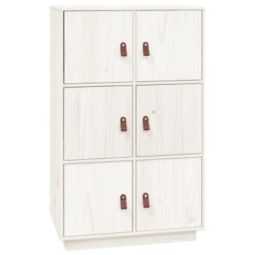 vidaXL Ντουλάπι Ψηλό Λευκό 67x40x108,5cm από Μασίφ Ξύλο Πεύκου 1 τεμ.