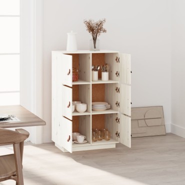 vidaXL Ντουλάπι Ψηλό Λευκό 67x40x108,5cm από Μασίφ Ξύλο Πεύκου 1 τεμ.