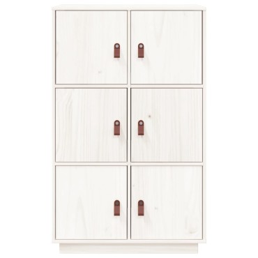 vidaXL Ντουλάπι Ψηλό Λευκό 67x40x108,5cm από Μασίφ Ξύλο Πεύκου 1 τεμ.
